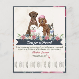 Blommigt Hund Groomer Tear Lakan Flyer