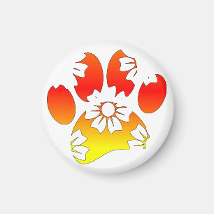Blommigt Hund Pau-utskrift Magnet