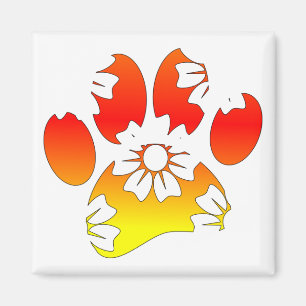 Blommigt Hund Pau-utskrift Magnet