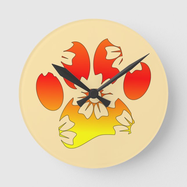 Blommigt Hund Pau-utskrift Rund Klocka (Framsida)