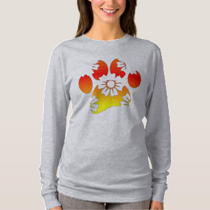 Blommigt Hund Pau-utskrift T Shirt