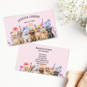 Blommigt Hund Sitter Pet Groomer Veterinär Puppy Visitkort