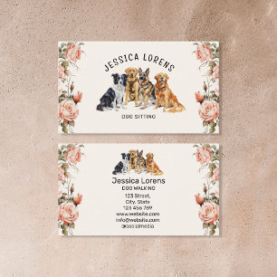 Blommigt Hund Sitter, Pet Groomer, Veterinär Visitkort