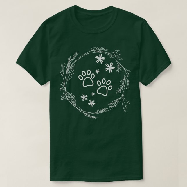 Blommigt Hund Tass T Shirt (Design framsida)