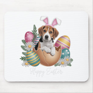 Blommigt Hundar Påsk Dagen Cute Beagle Hund Puppy Musmatta