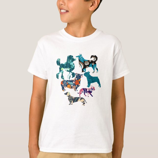 Blommigt Hundar T Shirt (Framsida)