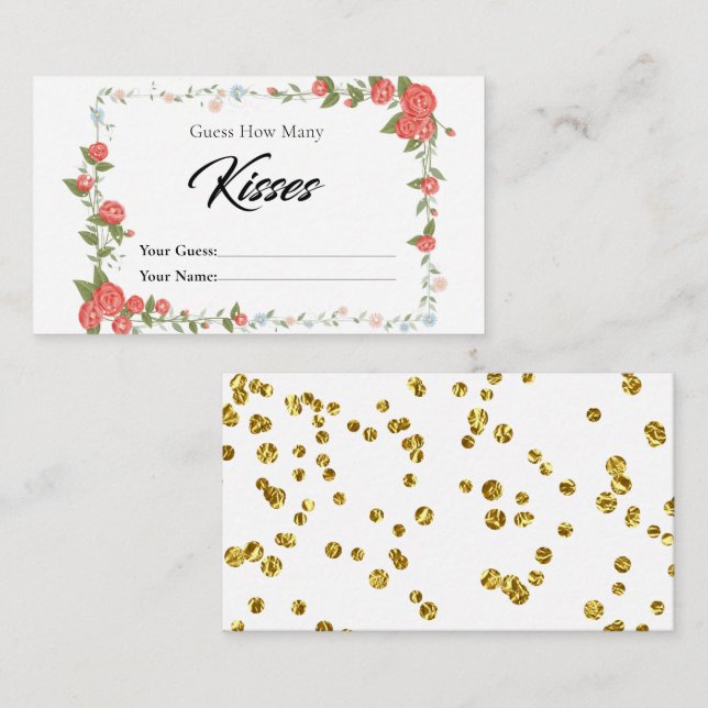 Blommigt Hur många Kisses Möhippa-höljeskort Tilläggskort (Fram/baksida)