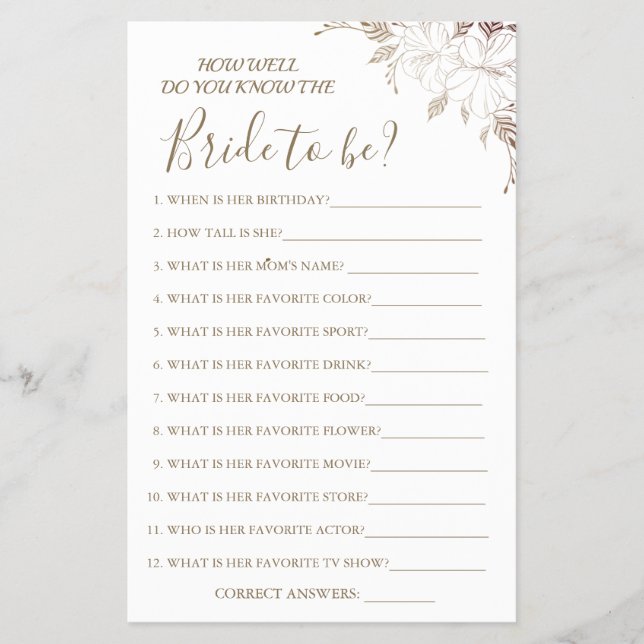 Blommigt Hur väl känner du till brickkort Flyer? Flygblad (Framsidan)