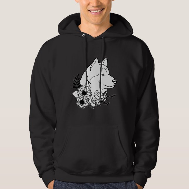 Blommigt Husky Hoodie (Framsida)