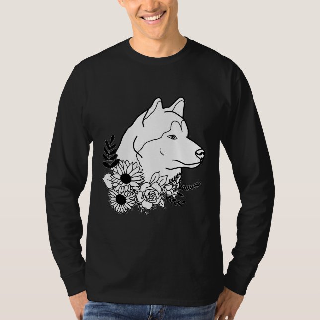 Blommigt Husky T Shirt (Framsida)