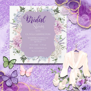 Blommigt Hydrangea Watercolor Elegant Möhippa Inbjudningar