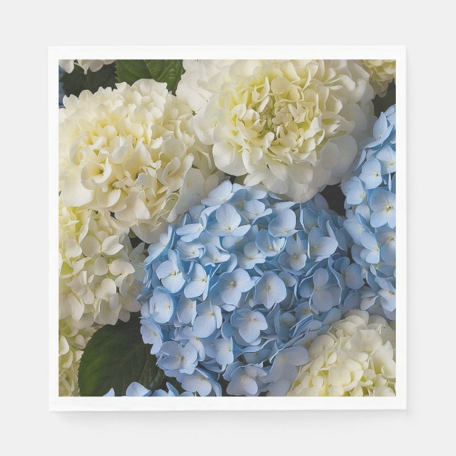 Blommigt Hydrangeas Papper Napkins Pappersservett (Framsidan)