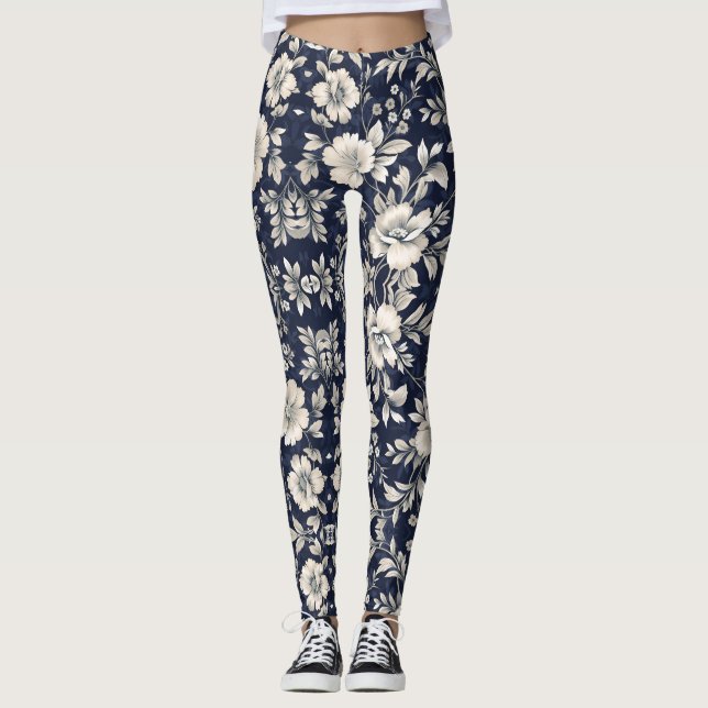 Blommigt i blått leggings (Framsida)