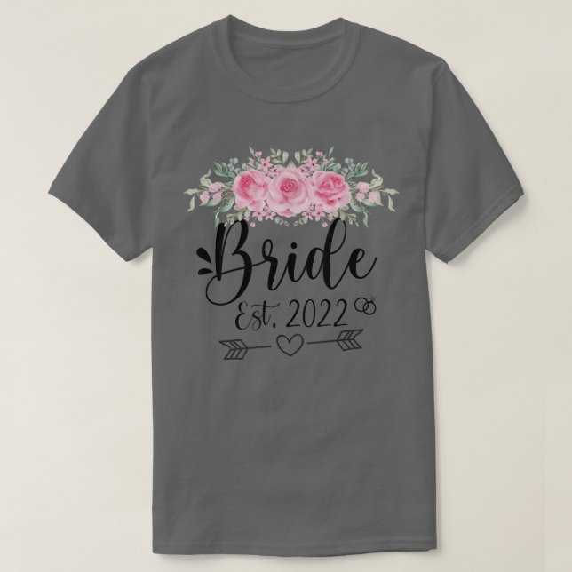 Blommigt i Bride Est 2022 Bröllopsfest - blomma T Shirt (Design framsida)