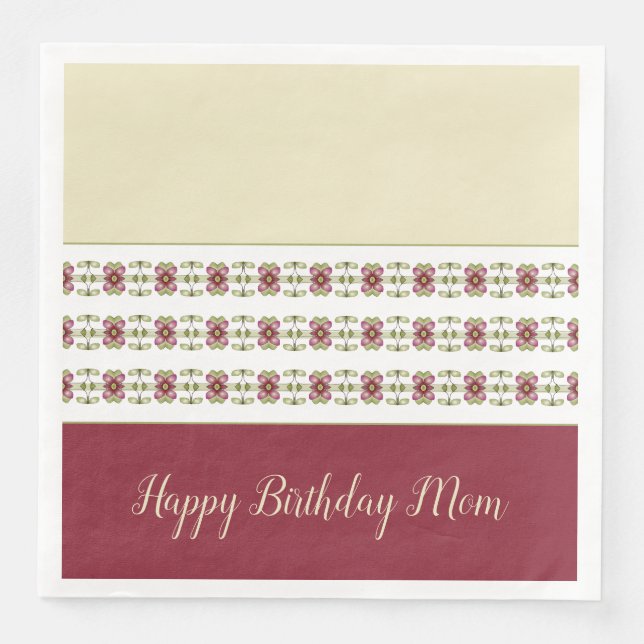 Blommigt i Burgundy Pappersservett (Framsida)