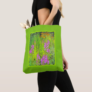 Blommigt i Chartreuse, Rosa och Marigold Färg Tygkasse