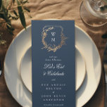 blommigt i den klassiska guld-flottan, i monogram  meny<br><div class="desc">**Den här utformningen är en del av en unik svit och samling. färg i texten och papper är anpassade och är inte Real Foil** - Classic Färg Scheme: Navy blue, white och guld för ett förfinat utseende. - Blommigt och botaniska emblemment: Romantisk trädgårdsvibe. - Elegant Script Monogram: Innehåller parets initialer....</div>