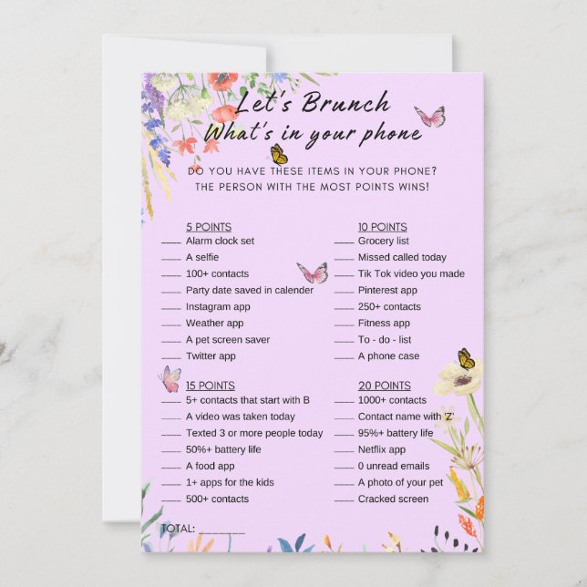 Blommigt i ditt Mobila Party-spel för Brunch Inbjudningar (Framsida)