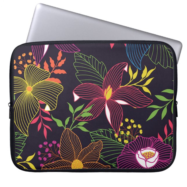 blommigt i elegant, sömlös mönster, konstnärlig de laptop fodral (Framsidan)