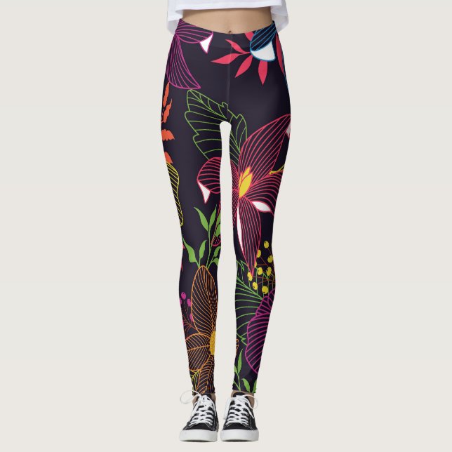 blommigt i elegant, sömlös mönster, konstnärlig de leggings (Framsida)