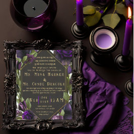 Blommigt i gotin Elegant Violet Lila Bröllop Inbjudningar