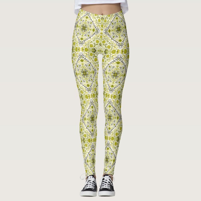 BLOMMIGT i GRÖNT Leggings (Framsida)