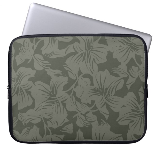 Blommigt i grönt, sömlös grundabstrakt mönster, laptop fodral (Framsidan)