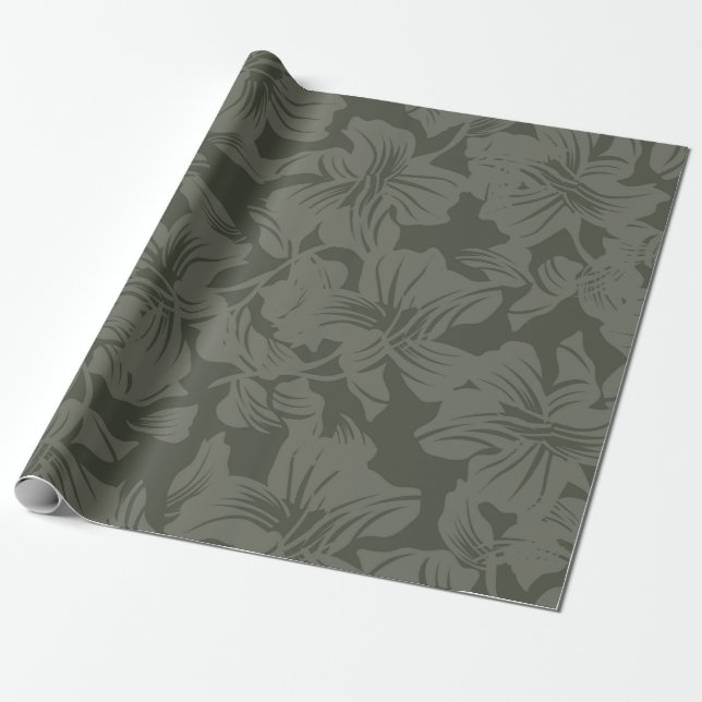 Blommigt i grönt, sömlös grundabstrakt mönster,  presentpapper (Utrullad)