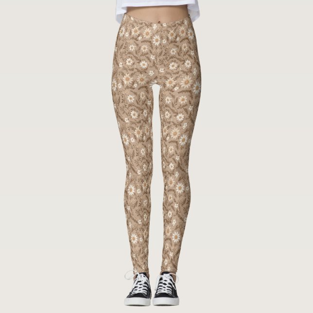 Blommigt i Jorden Tones Leggings (Framsida)