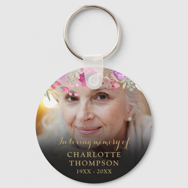 Blommigt i Loving MemoryPhoto Nyckelring (Framsida)