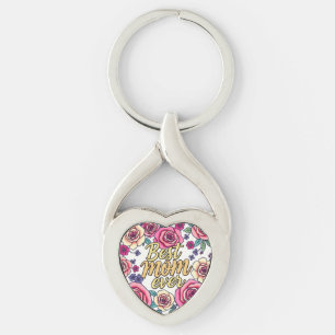 Blommigt i lyxen Modern samling Twisted Heart Silverfärgad Nyckelring