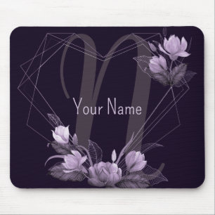 Blommigt i monogram Namn Lila Violet Geometric Ram Musmatta