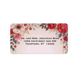 Blommigt i Rosa Return-adressetikett Adressetikett
