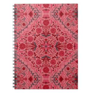 Blommigt i rött och vattenmelon rosa anteckningsbok