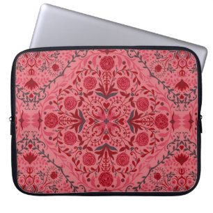 Blommigt i rött och vattenmelon rosa laptop fodral