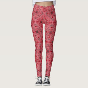 Blommigt i rött och vattenmelon rosa leggings