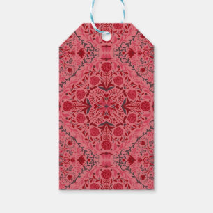 Blommigt i rött och vattenmelon rosa presentetikett