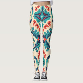 Blommigt Ikat Tiles Design Leggings