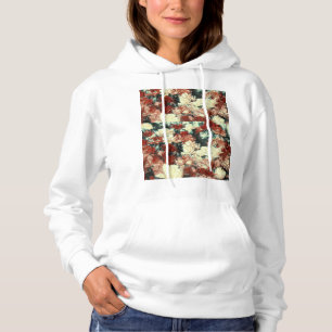 Blommigt Illusion Basic Hooded Sweatshirt (vit) T Shirt