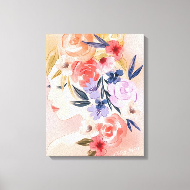 Blommigt Illustration av botaniska vattenfärger Canvastryck (Framsida)