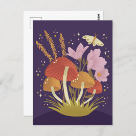 Blommigt Illustration av Woodland Mushroom Vykort