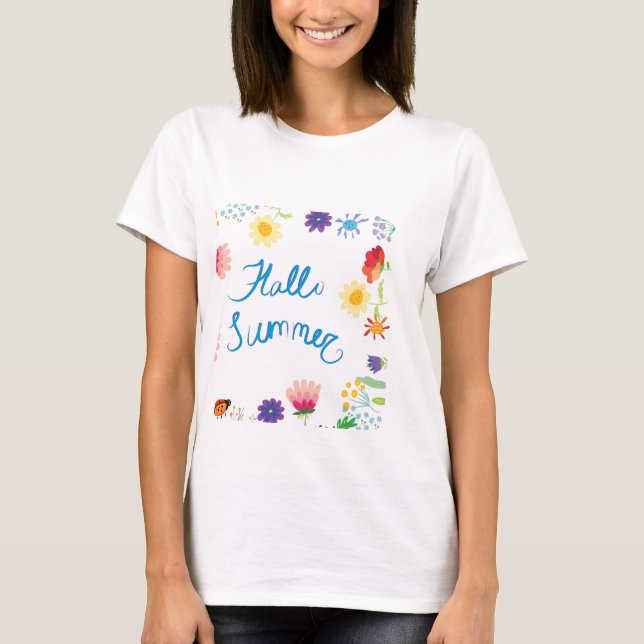 Blommigt illustration hallo Summerville T Shirt (Framsida)