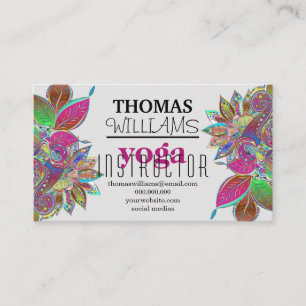 Blommigt illustration yoga-instruktör Mandala Hen Visitkort