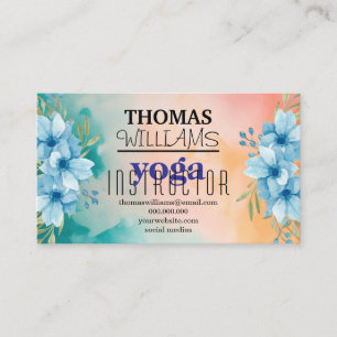 Blommigt illustration yoga-instruktör Mandala Henn Visitkort