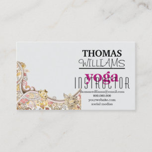 Blommigt illustration yoga-instruktör Mandala Henn Visitkort