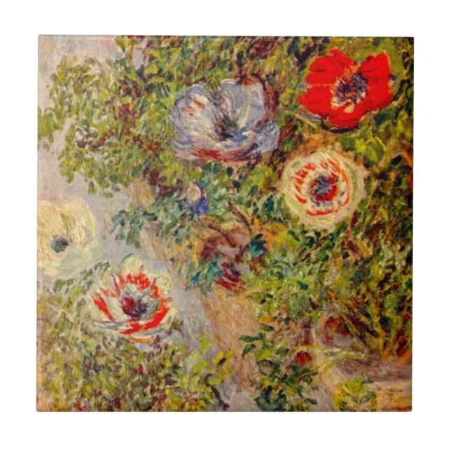 Blommigt Impressionist Painting - Claude Monet Kakelplatta (Framsidan)