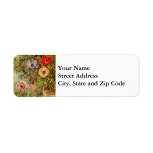 Blommigt Impressionist Painting - Claude Monet Returadress Etikett