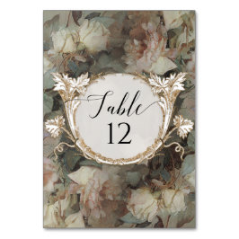Blommigt Impressionist Ro Rosa White Mint Bröllop Bordsnummer