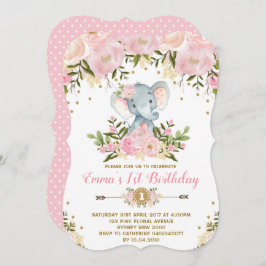 Blommigt Inbjudan till elfenbensdag till Rosa och 