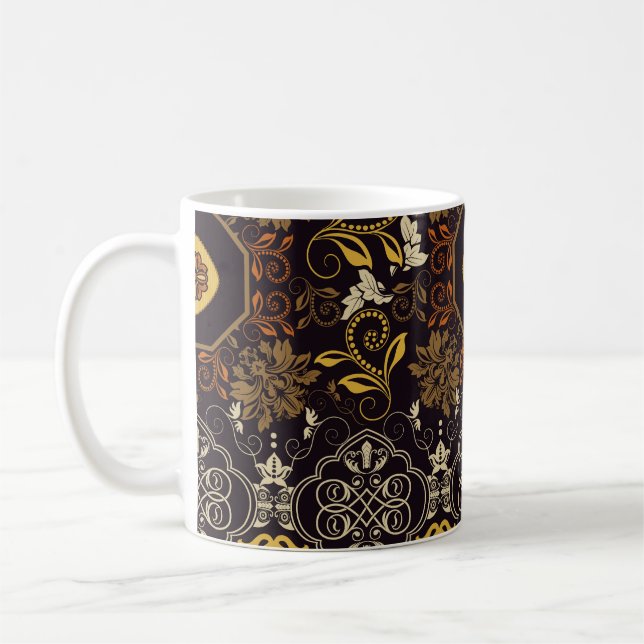 Blommigt indisk: Färgfull, strimlad, sömlös. Kaffemugg (Vänster)
